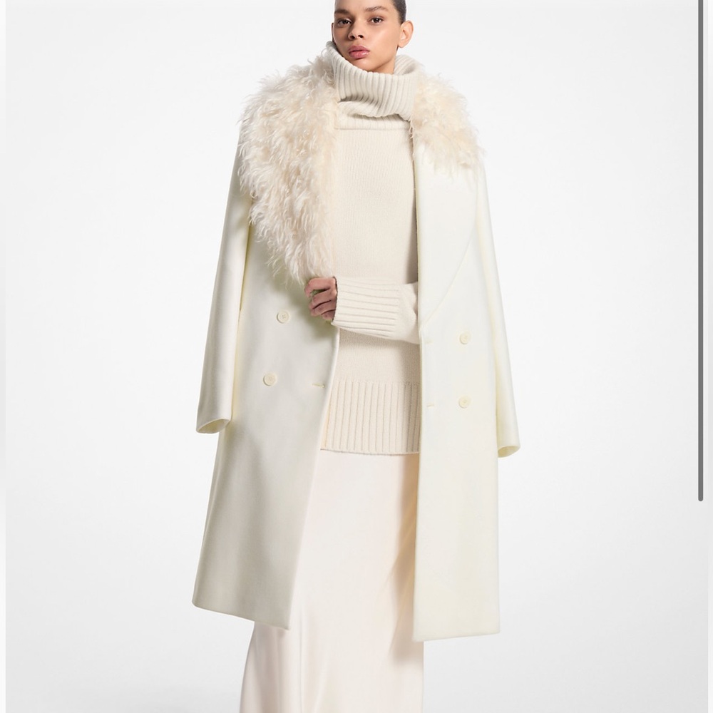 Michael Kors Collection Cream Double-Breasted Coat